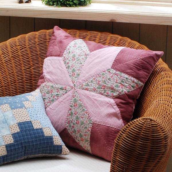 Pink Star Patchwork Cushion Cover