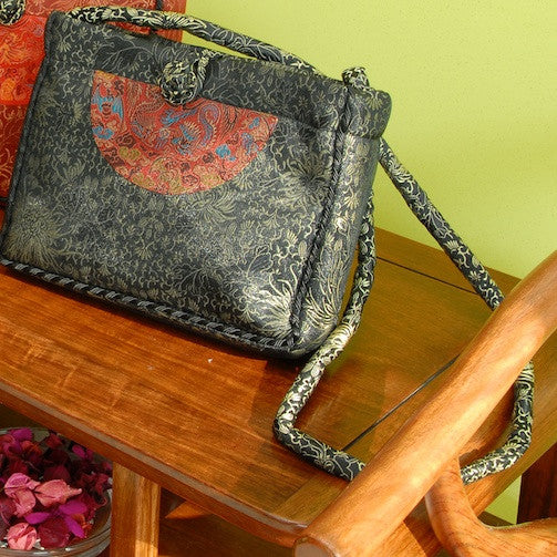 Half Moon Silk Shoulder Purse
