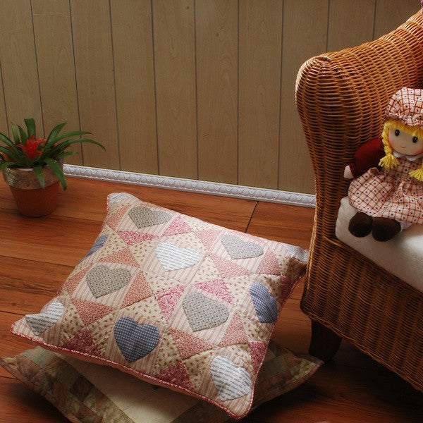 Patchwork Hearts Cushion Cover