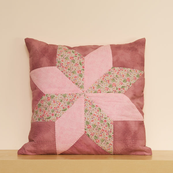 Pink Star Patchwork Cushion Cover